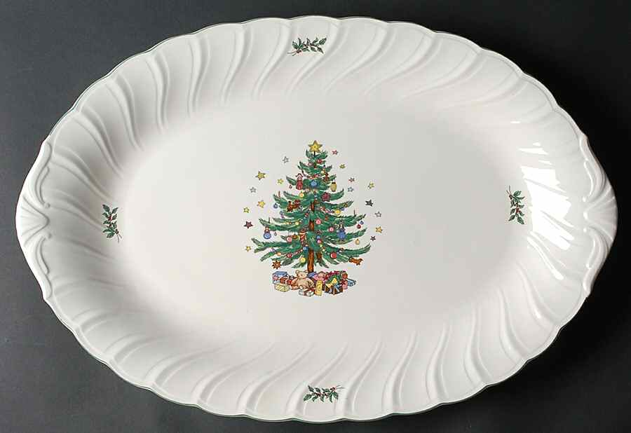 Happy Holidays 20" Oval Serving Platter by Nikko-1