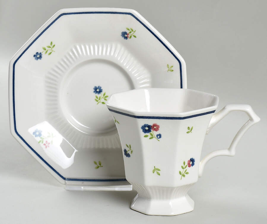 Homespun Footed Cup & Saucer Set by Nikko-1
