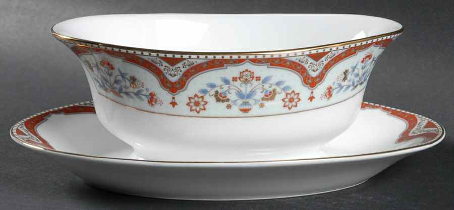Kashmir Gravy Boat with Attached Underplate by Nikko-1