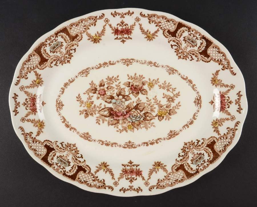 Windsor Brown Multicolor 12" Oval Serving Platter by Nikko-1