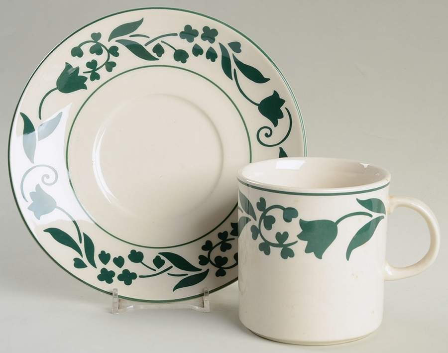 Laurel Wreath Flat Cup & Saucer Set by Nikko-1
