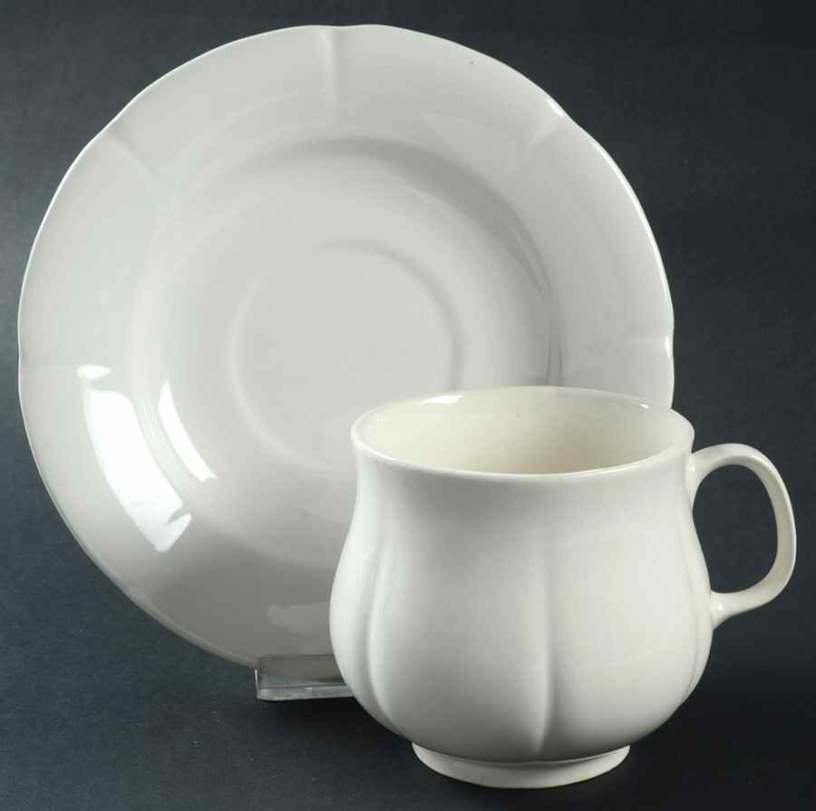 Lotus White Flat Cup & Saucer Set by Nikko-1