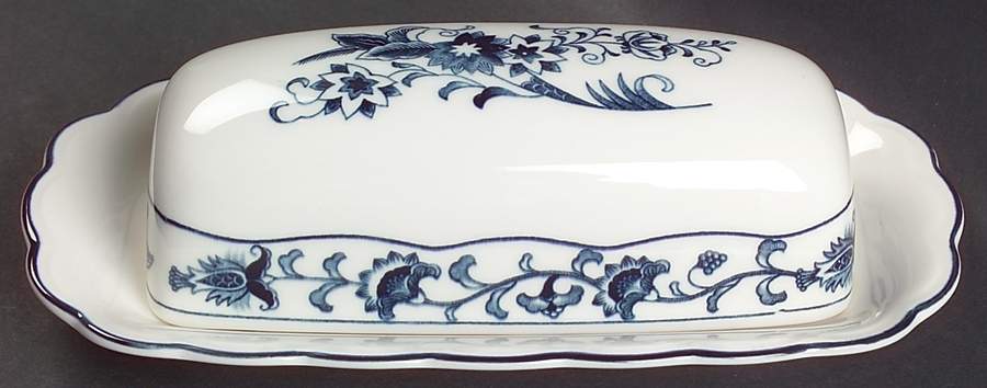 Ming Tree Blue (Double Phoenix Backstamp) 1/4 Lb Covered Butter by Nikko-1