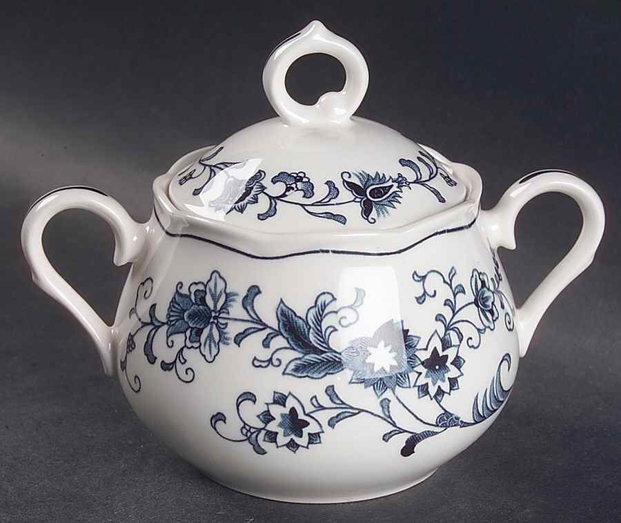 Ming Tree Blue (Double Phoenix Backstamp) Mini Sugar Bowl & Lid by Nikko-1
