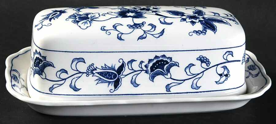 Ming Tree Blue (Double Phoenix Backstamp) 1/4 Lb Covered Butter by Nikko-1