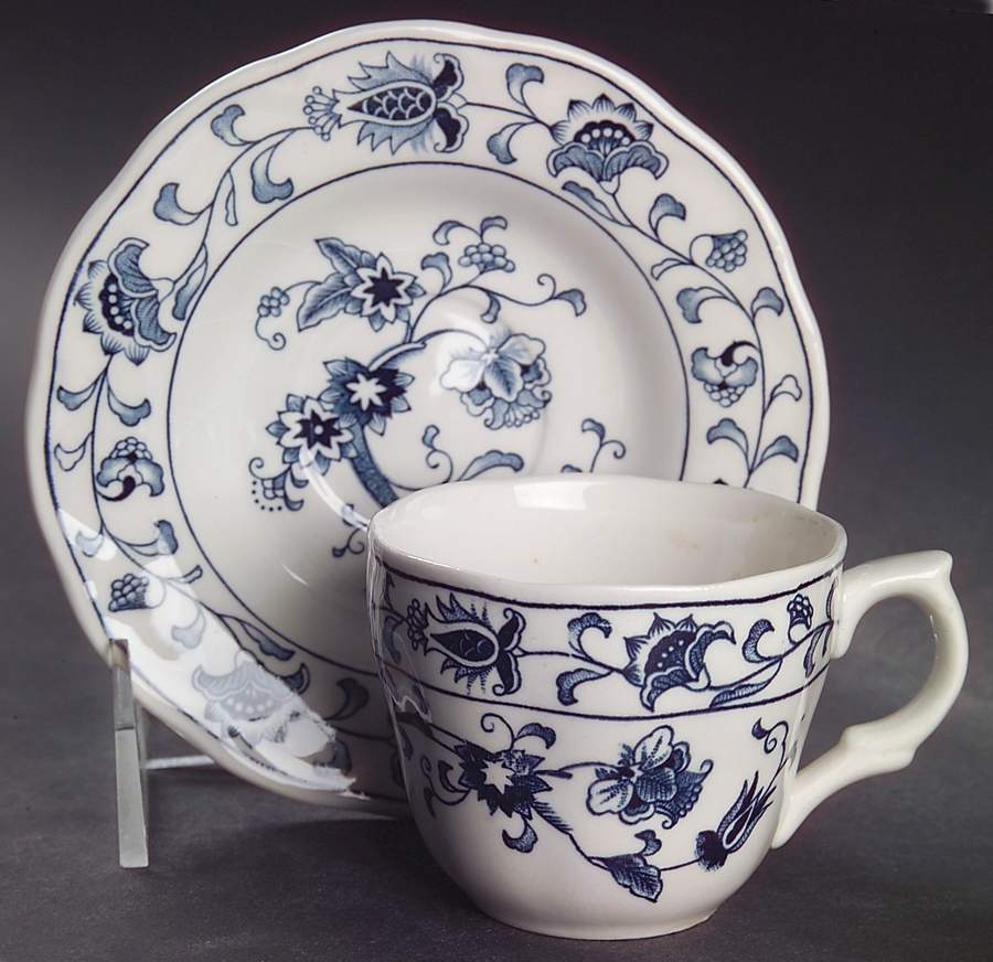Ming Tree Blue (Double Phoenix Backstamp) Flat Demitasse Cup & Saucer Set by Nikko-1