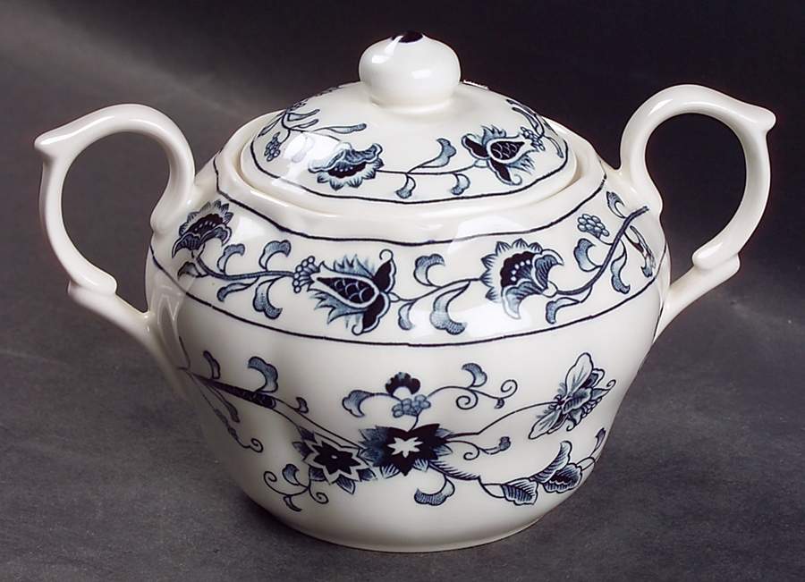 Ming Tree Blue (Double Phoenix Backstamp) Sugar Bowl & Lid by Nikko-1