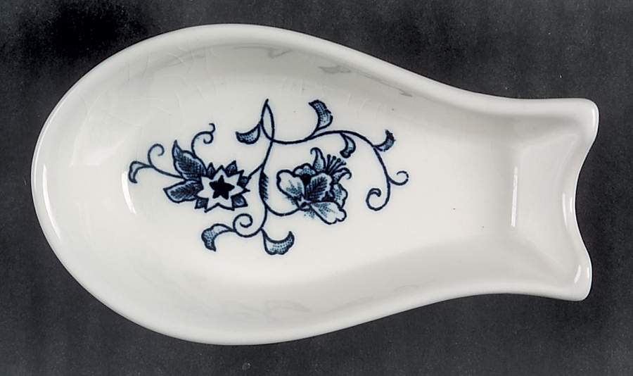 Ming Tree Blue (Double Phoenix Backstamp) Spoon Rest/Holder (Holds 1 Spoon) by Nikko-1