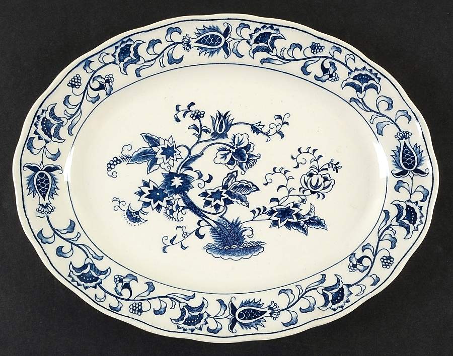 Ming Tree Blue (Double Phoenix Backstamp) 10" Oval Serving Platter by Nikko-1