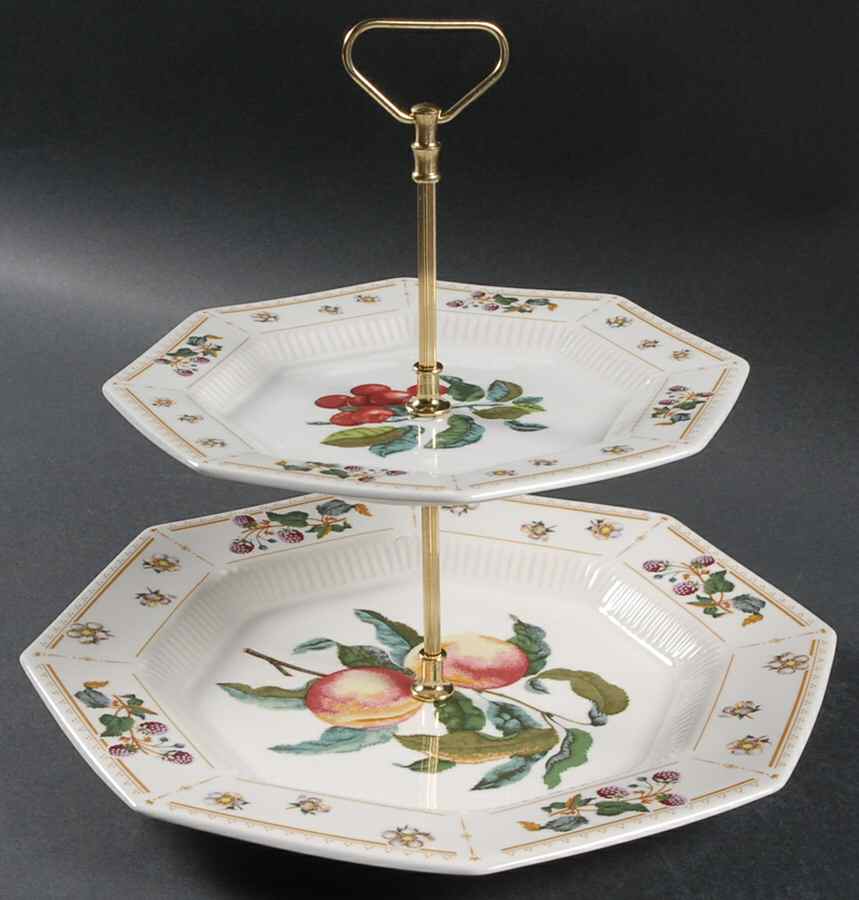 Orchard 2 Tiered Serving Tray (Dinner & Salad Plate) by Nikko-1