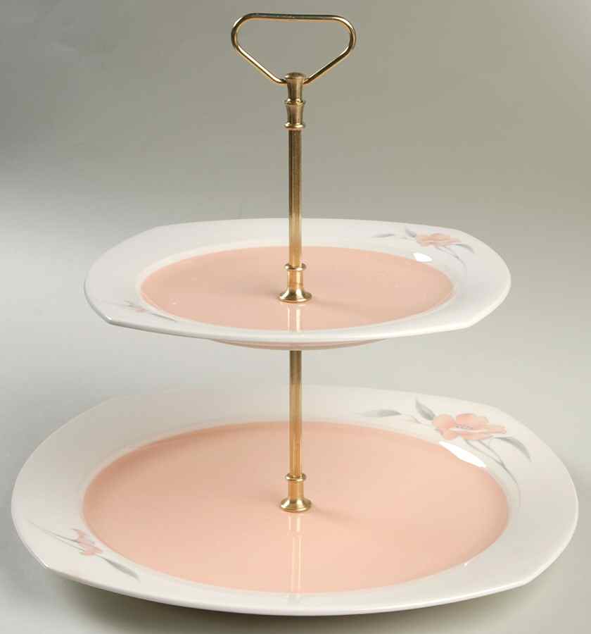 Peachglow 2 Tiered Serving Tray (Dinner & Salad Plate) by Nikko-1