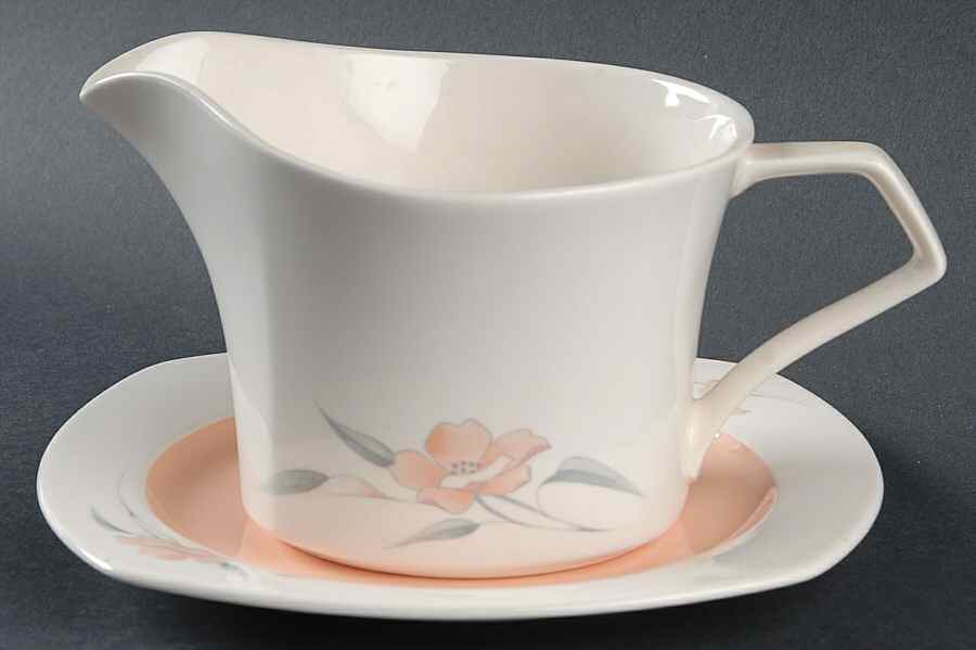 Peachglow Round Gravy Boat & Bread and Butter Stand by Nikko-1