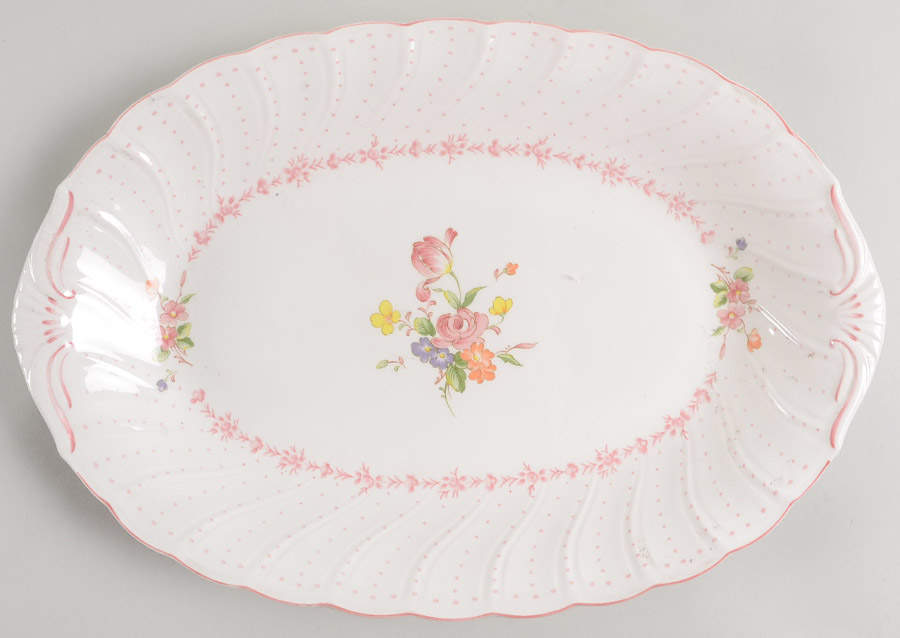 Pink Peony 14" Oval Serving Platter by Nikko-1