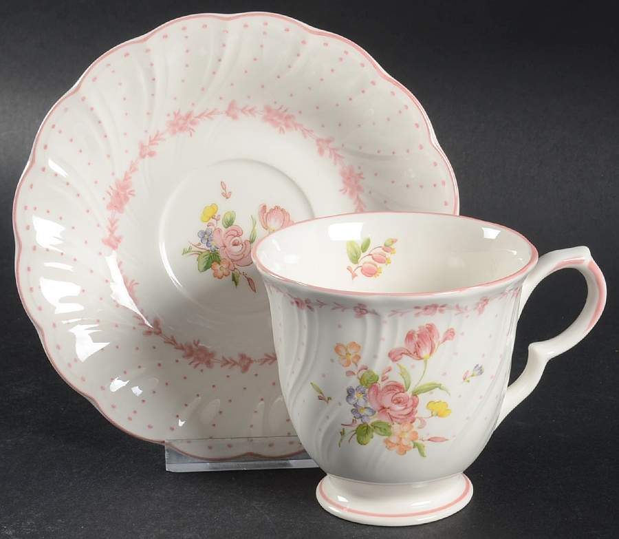 Pink Peony Footed Cup & Saucer Set by Nikko-1