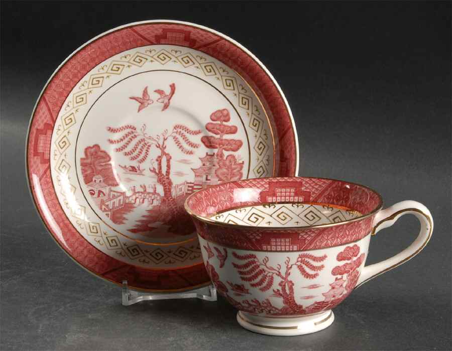 Pink Red Willow Footed Cup & Saucer Set by Nikko-1