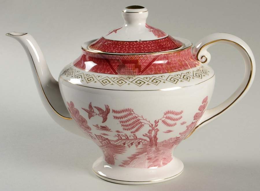 Pink Red Willow Teapot & Lid by Nikko-1