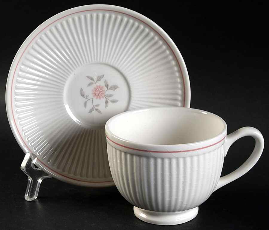 Royal Pink Footed Cup & Saucer Set by Nikko-1