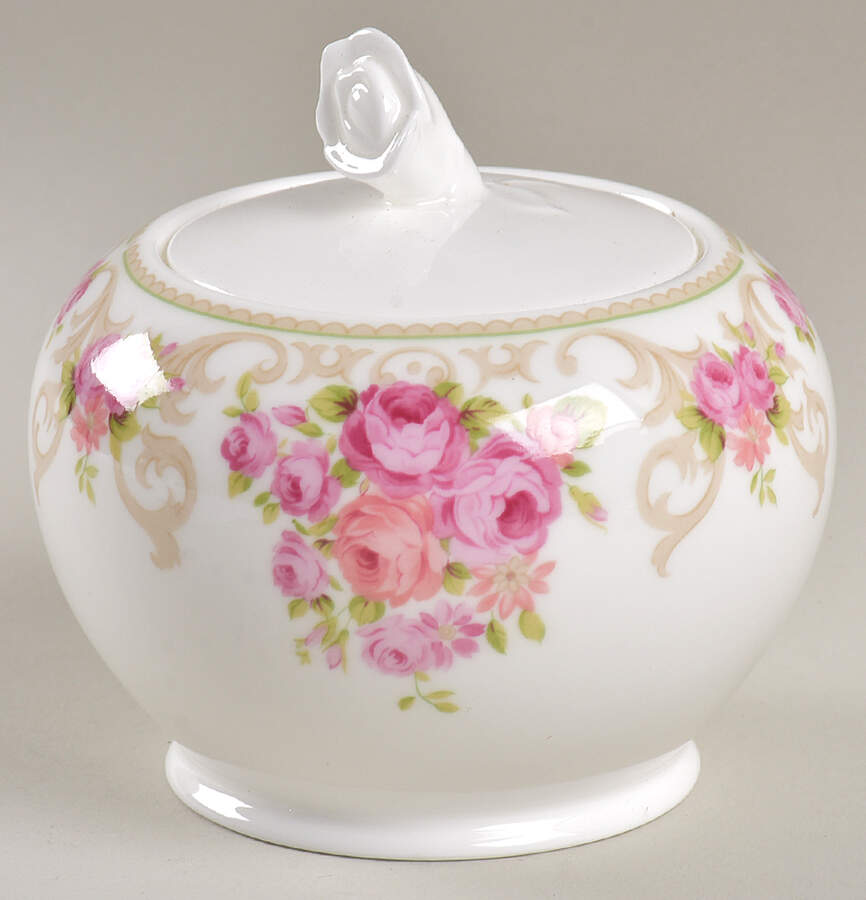 Rose Trellis Sugar Bowl & Lid by Nikko-1