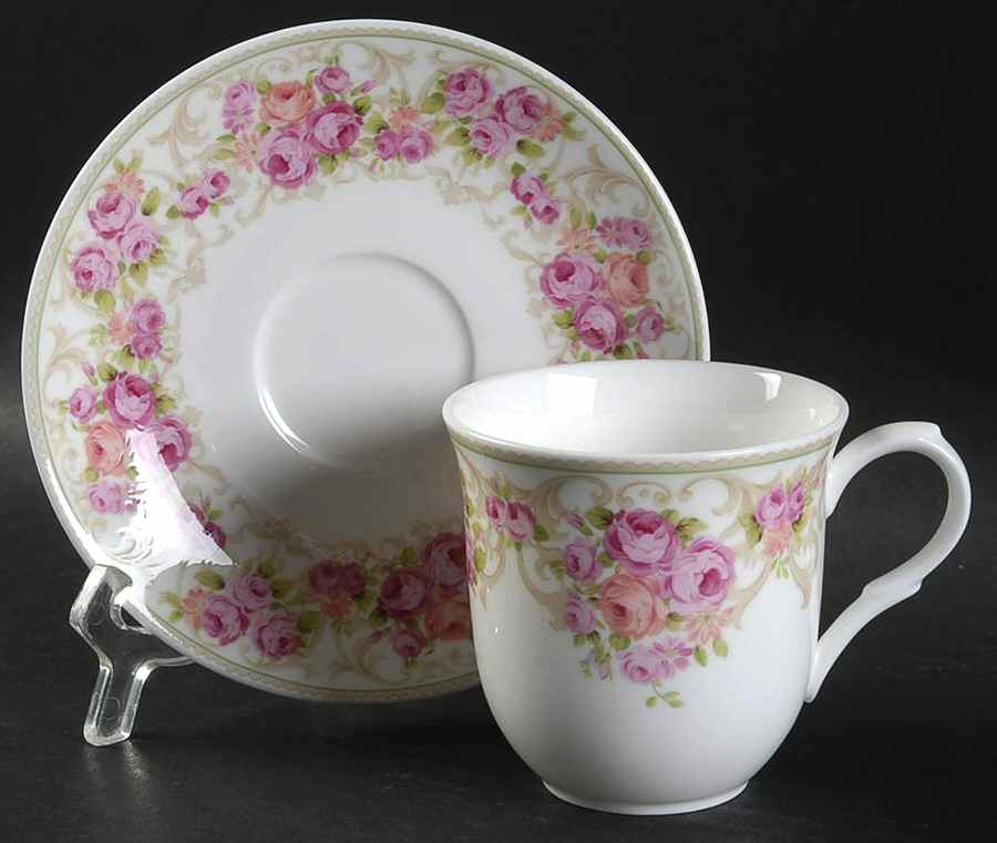 Rose Trellis Flat Cup & Saucer Set by Nikko-1