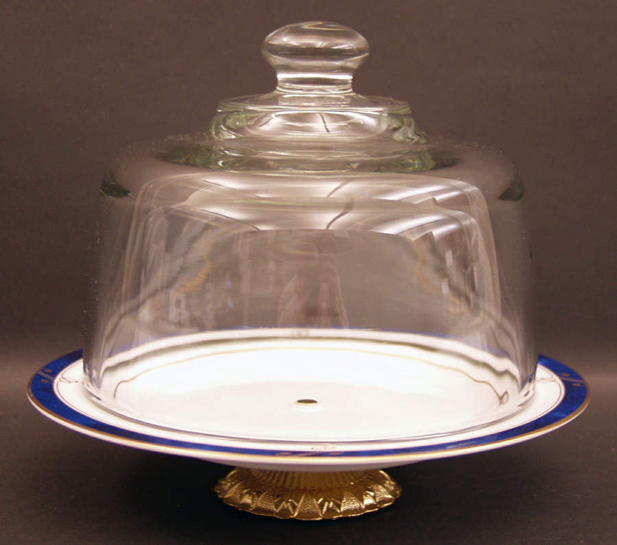 Sapphire 6 1/2"-7 1/2" Footed Cheese Plate w/ Glass Dome HC by Nikko-1