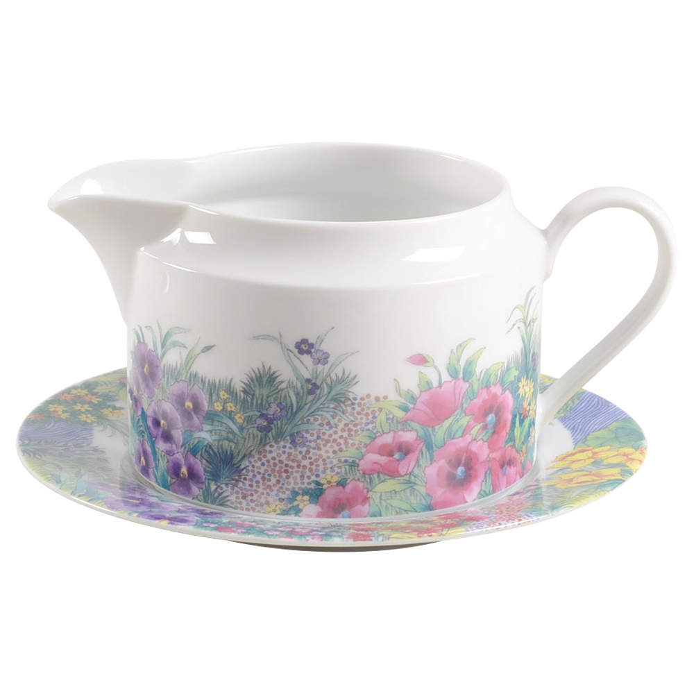 Secret Garden Round Gravy Boat & Bread and Butter Stand by Nikko-1