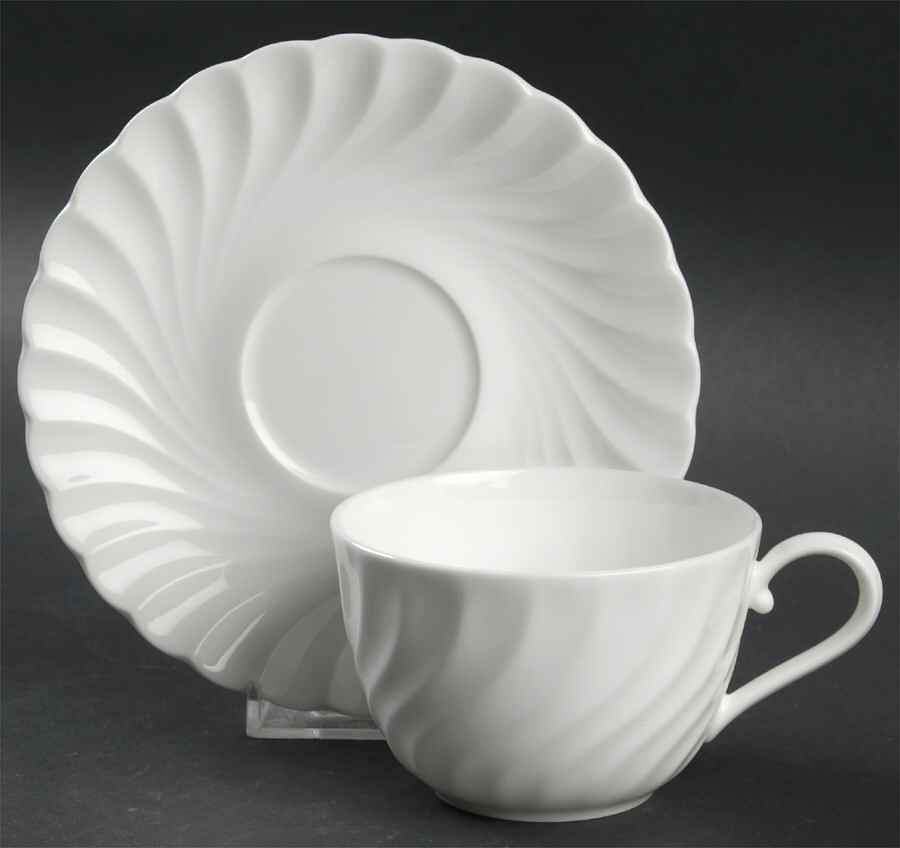 White Elegance Flat Cup & Saucer Set by Nikko-1