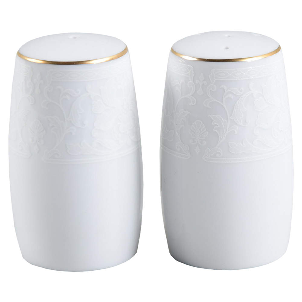 White Lace Gold Salt & Pepper Set by Nikko-1