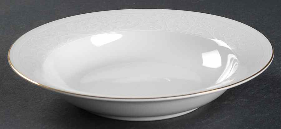 White Lace Gold Soup/Cereal Bowl by Nikko-1