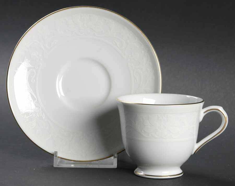 White Lace Gold Footed Demitasse Cup & Saucer Set by Nikko-1