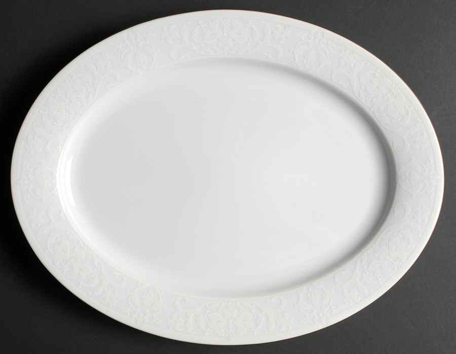White Lace Gold 14" Oval Serving Platter by Nikko-1