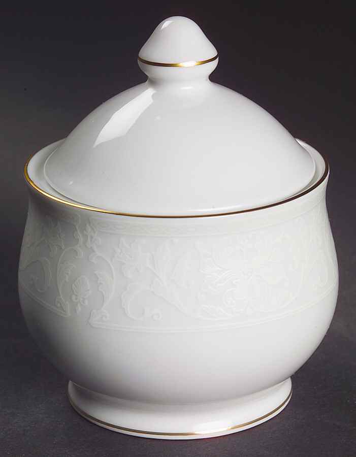 White Lace Gold Sugar Bowl & Lid by Nikko-1
