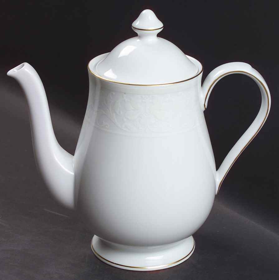 White Lace Gold Coffee Pot & Lid by Nikko-1