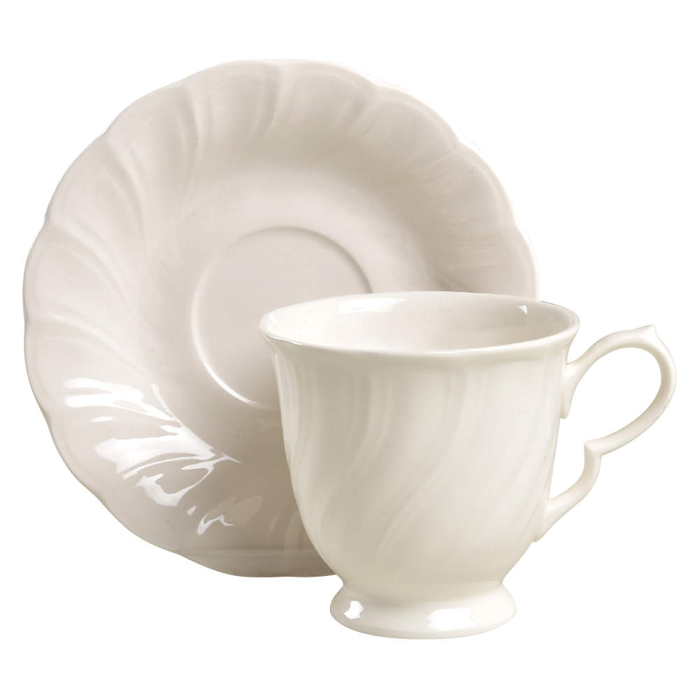 White Satin Footed Cup & Saucer Set by Nikko-1