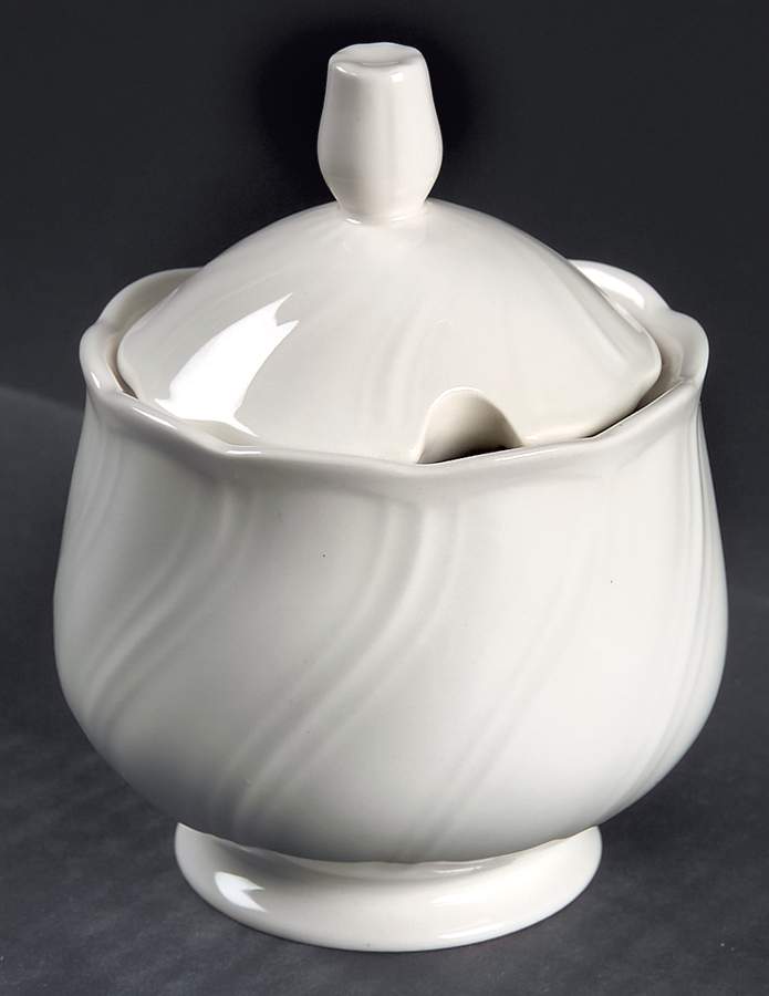 White Satin Sugar Bowl & Lid by Nikko-1