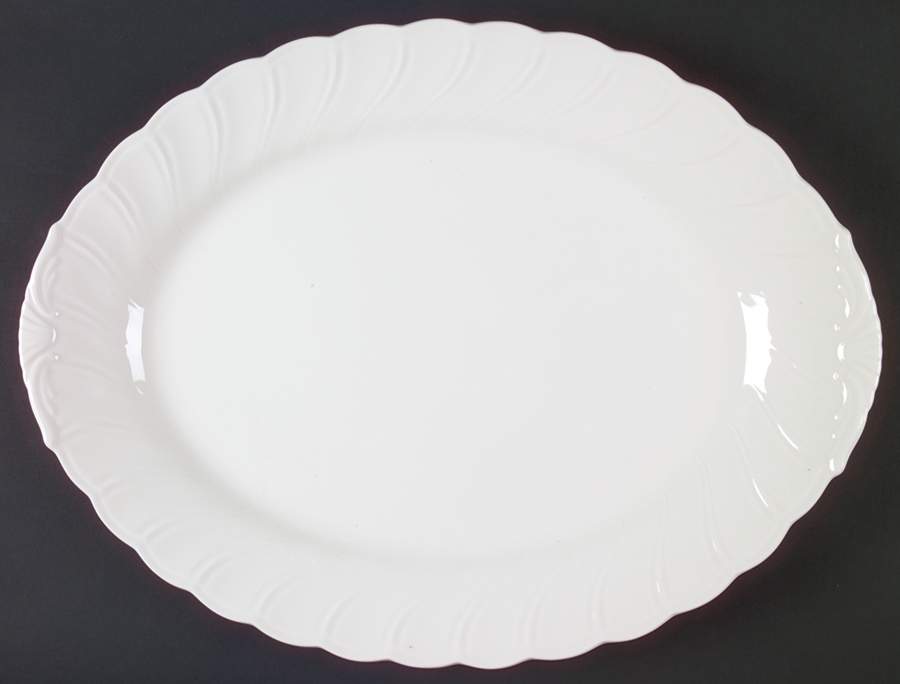 White Satin 17" Oval Serving Platter by Nikko-1