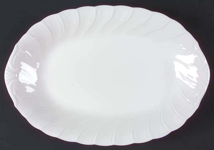 White Satin 14" Oval Serving Platter by Nikko-1