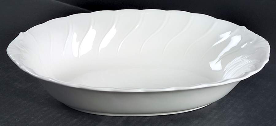 White Satin 11" Oval Baker by Nikko-1