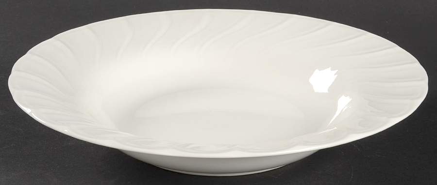 White Satin Large Rim Soup Bowl by Nikko-1