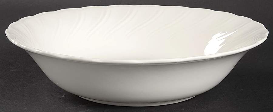 White Satin 9" Round Vegetable Bowl by Nikko-1