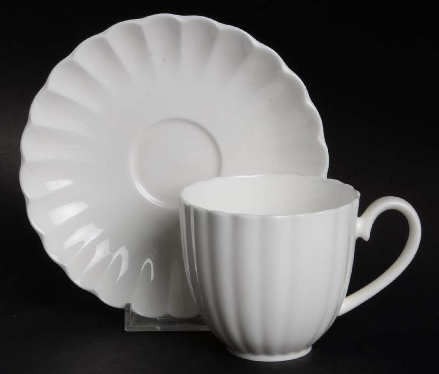 White Tie Flat Cup & Saucer Set by Nikko-1
