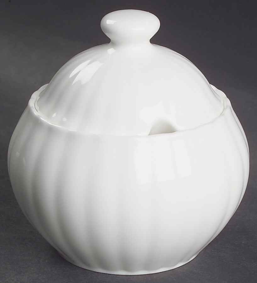 White Tie Sugar Bowl & Lid by Nikko-1