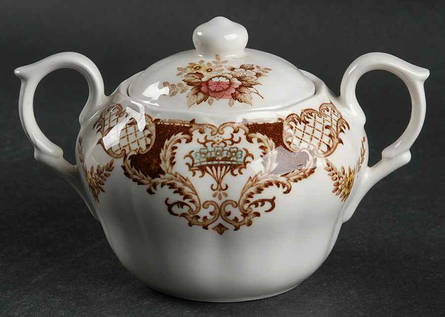 Windsor Brown Multicolor Sugar Bowl & Lid by Nikko-1