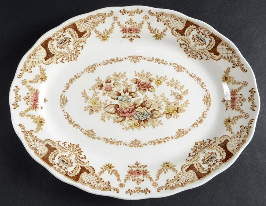 Windsor Brown Multicolor 11" Oval Serving Platter by Nikko-1