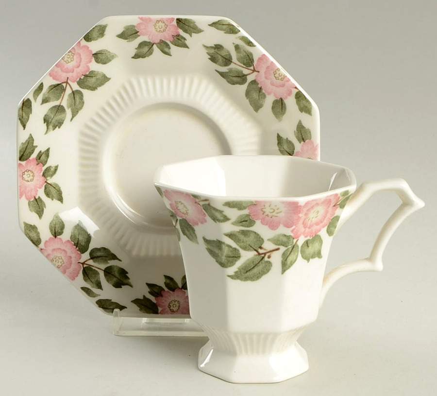 Wild Roses Footed Cup & Saucer Set by Nikko-1