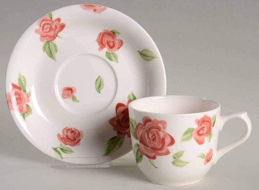 Wild Roses Flat Cup & Saucer Set by Nikko-1
