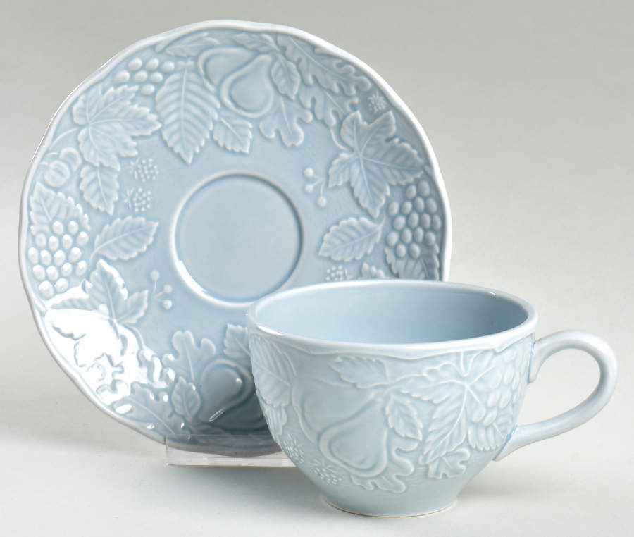Woodbury Blue Flat Cup & Saucer Set by Nikko-1