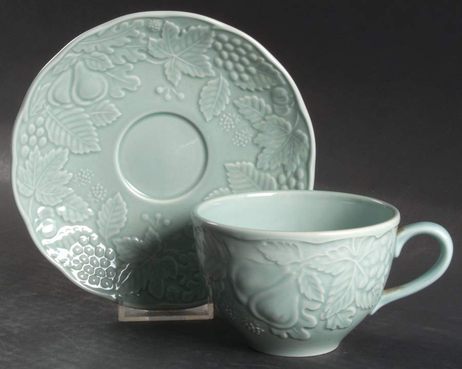 Woodbury Green Flat Cup & Saucer Set by Nikko-1