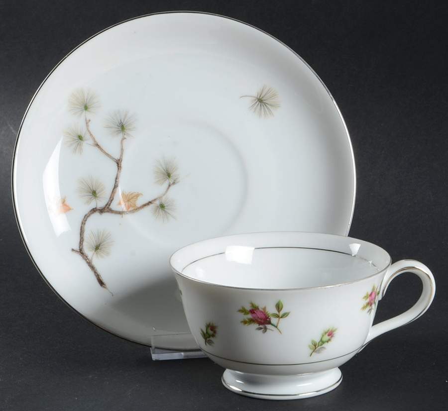 Woodland Footed Cup & Saucer Set by Nikko-1