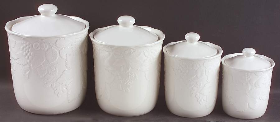 Woodbury White (4 Piece) Canister Set (Box Set) by Nikko-1