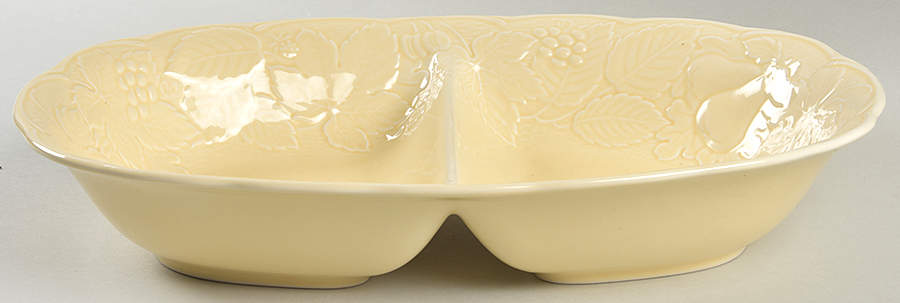 Woodbury Yellow 12" Oval Divided Vegetable Bowl by Nikko-1